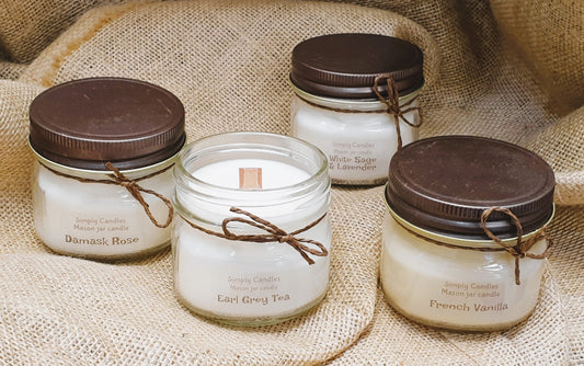 Small mason jar wood wick candle - Simply Candles